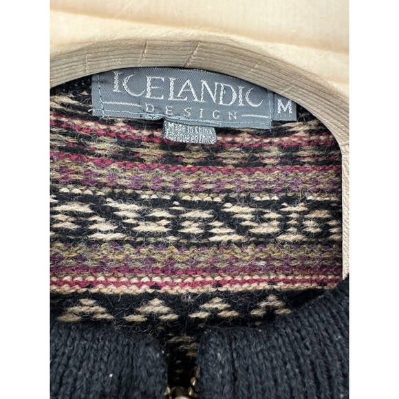 Vintage Norwear Wool Cardigan Sweater Made In Iceland Ornate Women’s Medium - Picture 4 of 6